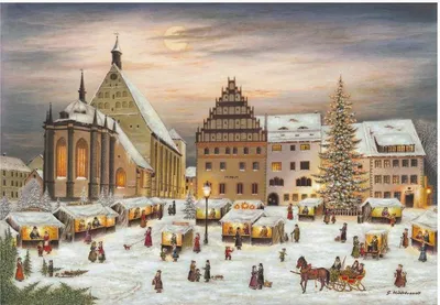 Immagine prodotto di Calendario dell'Avvento di Freiberg con motivi ispirati ai Monti Metalliferi e alla cattedrale