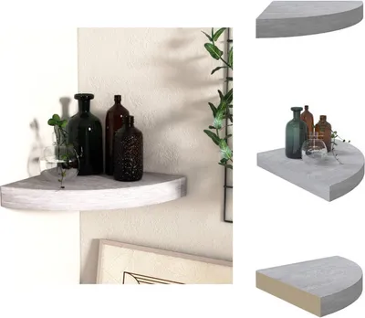 Obrázek produktu pro vidaXL Rohová plovoucí police betonová šedá 35x35x3,8 cm MDF - Nástěnné police