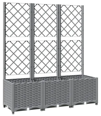 Image de vidaXL Bac à plantes avec treillis gris clair 120x40x136 cm PP
