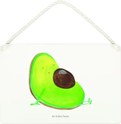 Produktbild von Mr. & Mrs. Panda Schild Avocado Schwangerschaft DIN A4 - Weiß - Geschenk, Schwanger, Wandbild Holz, Babyshower, Baby, Liebe, kleine aufmerksamkeit, Türschild, Holzschild