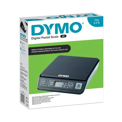 Obrázek produktu pro DYMO poštovní váha M2 do 2 kg, Elektronická poštovní váha, 2 kg, 1 g, Černá, LCD, 15 cm