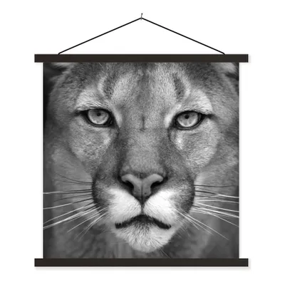 Produktbild von MuchoWow® Textilposter Panther - Wildlife - Schwarz - Weiß 90x90 cm mit schwarzem Rahmen - Magnetisches