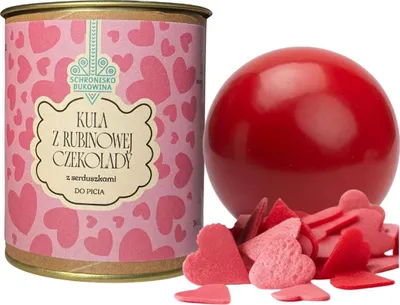 Produktbild von Rubinrote Schokoladenkugel mit Trinkherzen 45g - Schronisko Bukowina