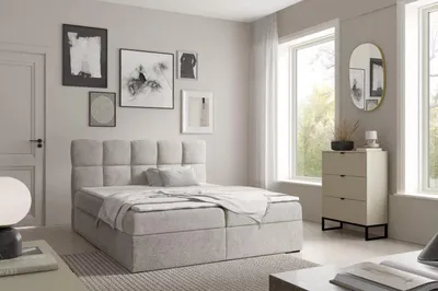 Produktbild von Continental-Bett 200x220 KLONDIKE - Platingrau + Matratzenauflage