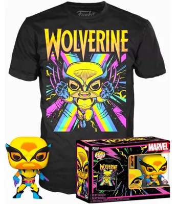 Zdjęcie produktu dla Figurka Funko Pop! Marvel Wolverine Black Light z koszulką - Set POP & Tee
