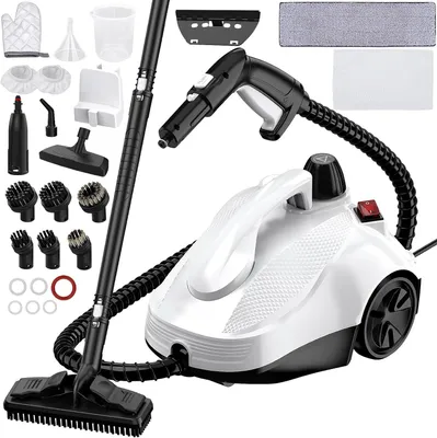 Produktbild von Dampfreiniger, 2000W Handdampfreiniger, Mobile Reinigungsmaschine, mit 1,5 L Tank und 23 Zubehörsätze, für Teppiche, Fenster, Glas und Vorhänge, Gelb