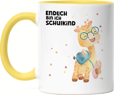Produktbild von Endlich bin ich Schulkind Tasse Gelb Erstklässler Einschulung Giraffe