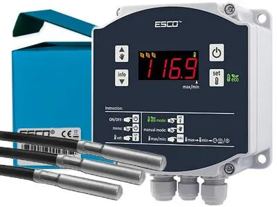 Produktbild von Temperaturüberwachung wasserdicht Thermometer 3x fernfühler ALARM relais 10A ANZEIGE 3-Kanal Messgerät Messbereich -50,0...+150,0°C TM-30H ESCO