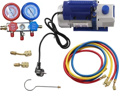 Productafbeelding van Vacuümpompset - Vacuümpomp - Onderdrukpomp - Aircopomp - Koelmiddelpomp - 180W vermogen