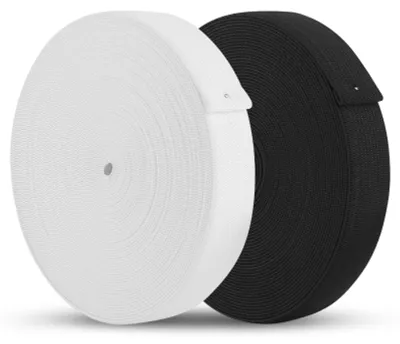 Produktbild von Gummiband - Elastische Gummilitze zum Nähen - Für Kleidung und DIY-Handwerk - 20mm Breite x 10 Meter Länge - Weiß und Schwarz