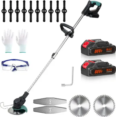 Produktbild von Akku-Rasentrimmer Rasentrimmer mit Akku und Ladegerät Freischneider Rasenkantenschneider, Trimmer Garten Grass Kantenschneider Rasen Elektrisch 3 Klin
