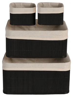 Produktbild von Set mit 4 Aufbewahrungsboxen der Home&Styling Collection, Bambus, 38 x 27 x 18 cm, schwarz