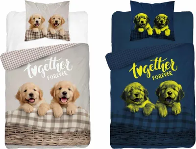 Produktbild von Baumwollbettwäsche, Kinderbettwäsche, im Dunkeln leuchtend 140x200 5553a Hunde