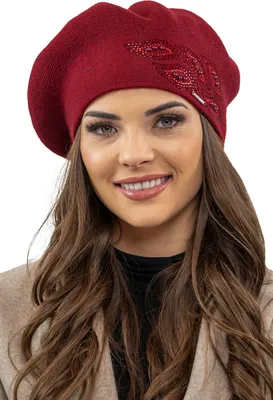 Image de Vivisence ladies beret elegant winter hat warm and cozy headwear for winter and autumn warm thick knitted hat, classic hat for women, EU, burgundy, one size fits all