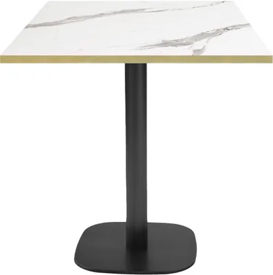 Produktbild von Tisch 70 x 70 cm – Rundes Modell aus weißem Marmor mit Messingkanten