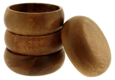 Productafbeelding van Set van 4 schaaltjes van acaciahout, ø10 x 4 cm - duurzaam en veelzijdig in gebruik