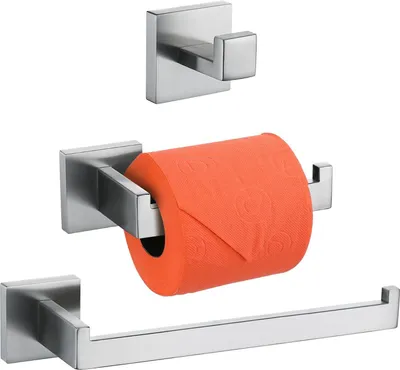 Produktbild von Badezimmer-Set Edelstahl Toilettenpapierhalter Handtuchstange Wandmontage