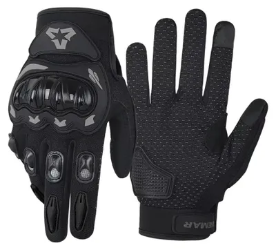 Obrázek produktu pro Motocyklové rukavice - ochrana zápěstí - kompatibilní s dotykovými obrazovkami - celoprsté - protiskluzové - prodyšné - velikost L - černé