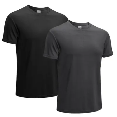 Obrázek produktu pro 2 PIECES Pánská základní sportovní trička Quick Dry s krátkým rukávem - Black+Grey L