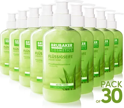 Produktbild von BRUBAKER Cosmetics 30er Pack Handwaschlotion Flüssigseife Aloe Vera - 30 x 240 ml im praktischen Spender - reinigt sanft und spendet Feuchtigkeit - für hygienisch saubere Hände