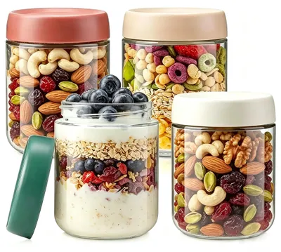 4er-Set Vorratsgläser 500 ml luftdicht stapelbar