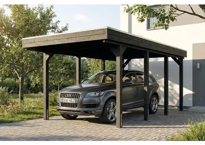 Produktbild von Einzelcarport SKAN HOLZ Friesland inkl. Pfostenanker, EPDM Folie 320 x 555 cm anthrazit