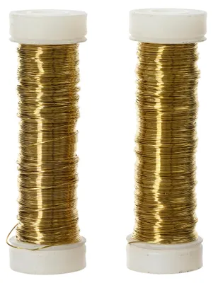 Produktbild von Basteldraht 0,3mm Eisen lackiert 30m 2er Set Gold