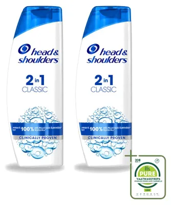 Obrázok produktu pre 2 balenia šampónu a kondicionéru 2 v 1 Head & Shoulders Classic, proti lupinám, objem 270 ml - veľké balenie