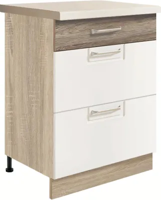 Produktbild von ECONO 10D – Unterschrank 60 cm mit 3 Schubladen, Weiß Hochglanz