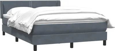 Imagen del producto de Cama con somier y colchón vidaXL, color gris oscuro, 160x210 cm, tapizada en terciopelo