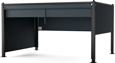 Obrázok produktu pre Blumfeldt Pantheon Cortina altánok 3x4 m - hliníkový rám, nastaviteľná strecha a bočné žalúzie, odolný voči poveternostným vplyvom a stabilný, tmavo sivá/čierna
