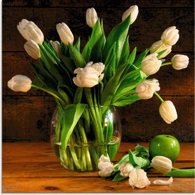 Produktbild von ARTland Glasbild Tulpen in Glasvase Größe: 20x20 cm