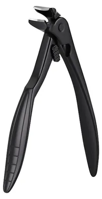Image de Coupe-ongles pour pieds, idéal pour les personnes âgées, ergonomique, tête inclinée, avec bac de récupération, pour les ongles épais, manche long de 11,4 cm, en acier inoxydable, couleur noire