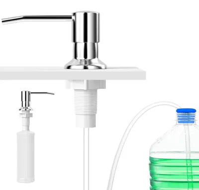 Produktbild von Seifenspender aus Edelstahl mit Pumpkopf, Spülmittelspender für die Arbeitsplatte, Duschgelspender mit Pumpe, Spülmittelspender, 500-ml-Spülmittelspenderaufsatz