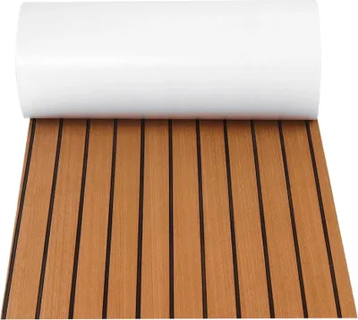 Immagine prodotto di Rivestimento della coperta della barca in schiuma EVA - Tappetino autoadesivo effetto teak - 240 x 60 cm, 5 mm - Antiscivolo - Marrone