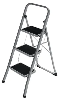 Immagine prodotto di Scala a tre gradini in acciaio, pieghevole e trasportabile, dimensioni 46,5 x 4,5 x 117 cm