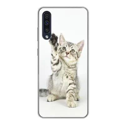 Produktbild von MuchoWow® Handyhülle Schutzhülle Hülle für Samsung Galaxy A30s Kätzchen - Pfote - Weiß - Mädchen - Kinder - Jungen - Kind Silikon Softcase Handy Hülle - Karteninhaber