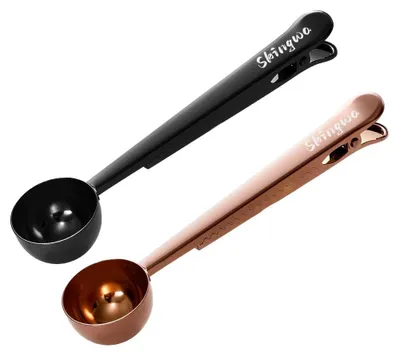 Kaffeelöffel mit Beutelclip, 20 ml, schwarz+roségold