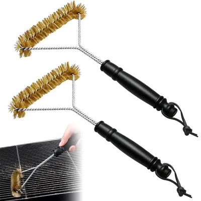 Image de Brosses pour grill, 2 pièces, brosses de nettoyage pour grill, brosses en laiton, 30,5 cm