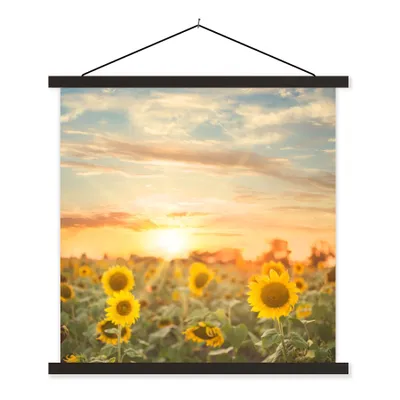 Produktbild von MuchoWow® Textilposter Sonnenblume - Sonne - Blumen 60x60 cm mit schwarzem Rahmen - Posteraufhänger