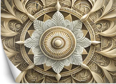 Produktbild von Vlies fototapete Mandala orientalisch 100x70 cm Feeby Gold inkl. Kleber einfache Montage