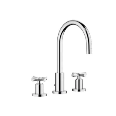 Zdjęcie produktu dla Dornbracht TARA Trzyotworowa bateria umywalkowa z zestawem odpływowym, obrotowa wylewka 360°, wysięg 165 mm, 20713892-00
