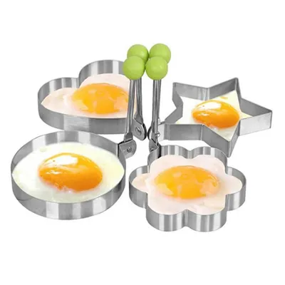 Produktbild von Egg Ring, Spiegeleiform für Bratpfanne,Edelstahl-Pancake Form zum Braten und Formen von Eiern, Antihaft, Herz- und Blütenförmige Kochringe