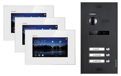 Produktbild von Videotürsprechanlage BALTER EVO 2-Draht BUS für 3-Familienhaus Weiß-Schwarz