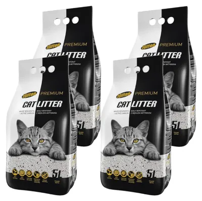 Produktbild von HILTON Bentonit-Katzenstreu mit Aktivkohle, weiß, 4 x 5 l