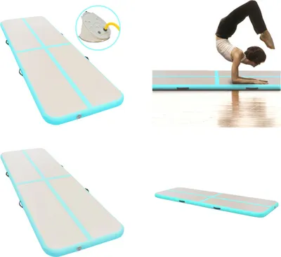 Immagine prodotto di vidaXL Tappetino da ginnastica gonfiabile con pompa 700x100x10 cm PVC Verde - Tappetino da ginnastica - Tappetino da ginnastica Yoga - Tappetini da ginnastica Yoga