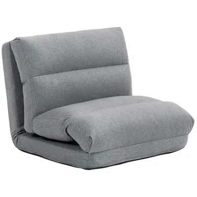 Produktbild von klappbar Bodenstuhl,Sitzsack mit Bettfunktion,mit 6-Stufig Verstellbarer Rückenlehne,70x41x56cm,dicke Sitzpolsterung, Leinenoptik,bis 120kg