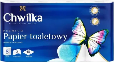 Immagine prodotto di Carta igienica Chwilka bianca a 2 veli – 8 rotoli, morbida e resistente