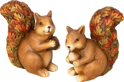 Produktbild von 2 Stück Eichhörnchen mit Nuss Figuren 16 cm Dekofiguren