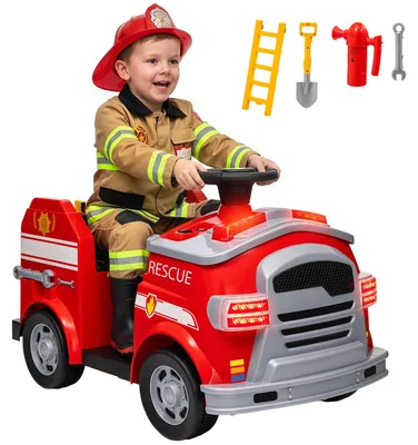 Obrázok produktu pre AIYAPLAY Hasičské auto, rýchlosť max. 3 km/h, siréna, modré svetlo, náradie, pre deti od 3 do 5 rokov